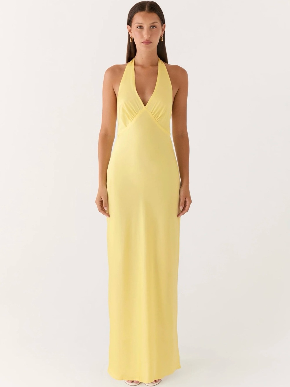 Peppermayo Yellow Halter V-Neck Maxi Dress
